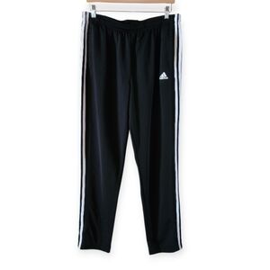 Adidas Black Jogger Track Pant Side Stripe Straight Leg Drawstring Waist Size XL